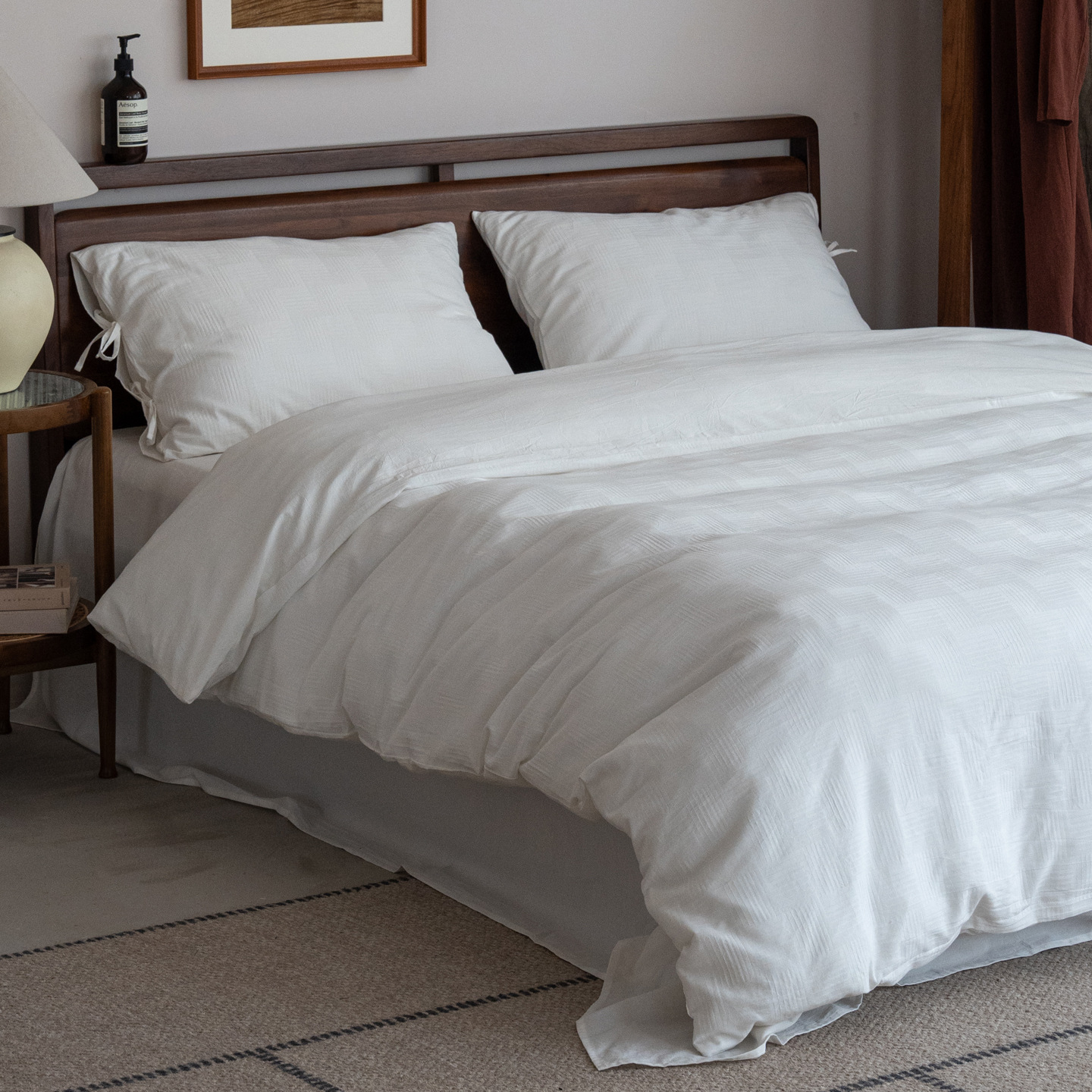 Washed cotton bedding, unbleached, Class A