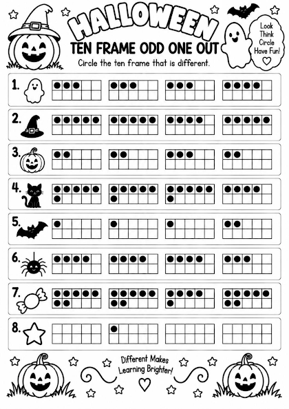 Halloween Ten Frame Odd One Out