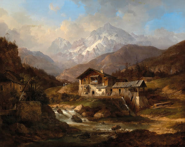 A Courtyard in the Swiss Mountains 1846