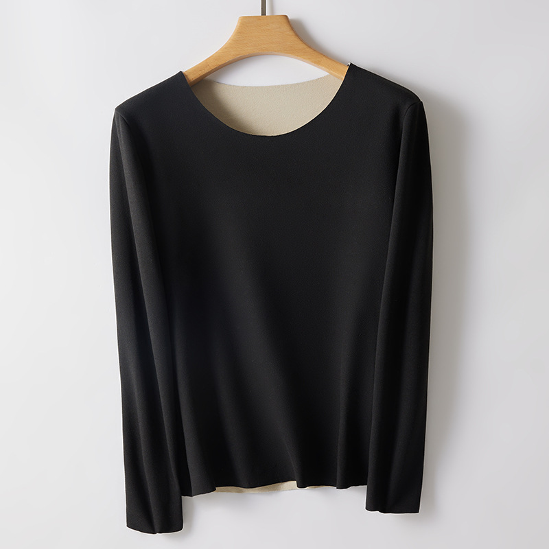 Women's Thermal Long Sleeve Shirt, Round Neck, Warm, Figure-Hugging