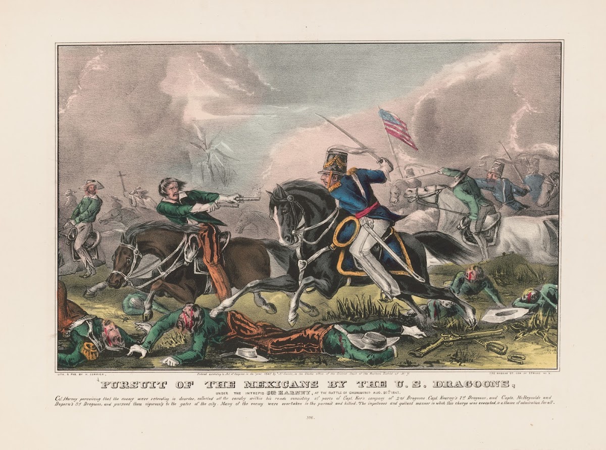 Pursuit of the Mexicans by the US Dragoons under the intrepid Col Harney at the