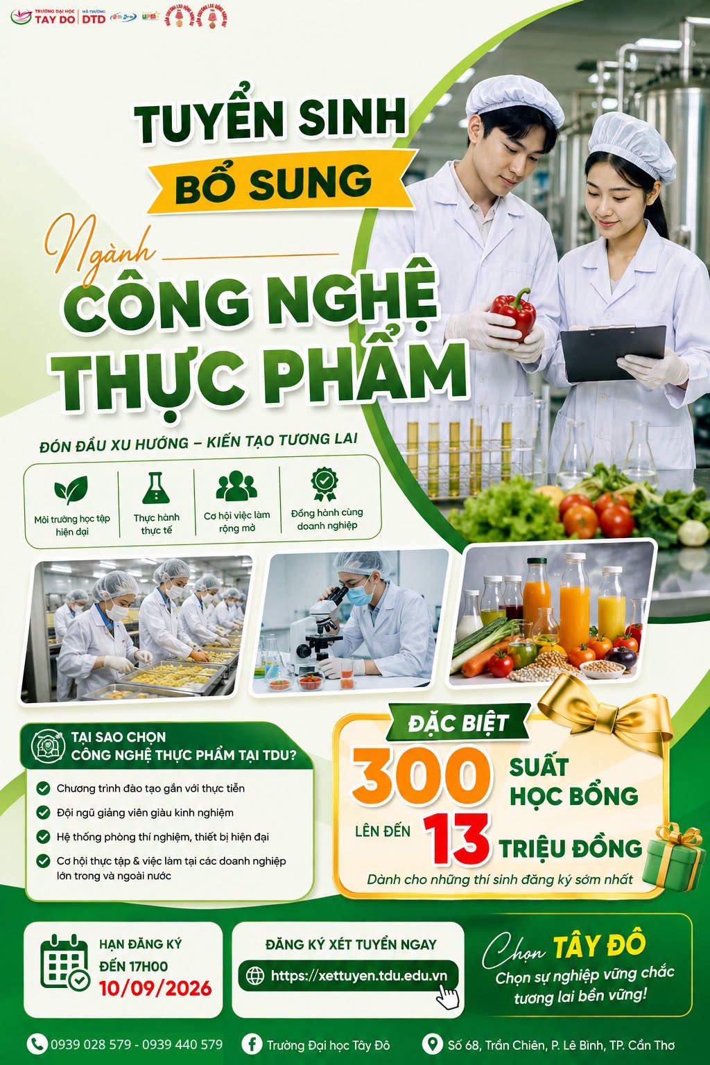 Tuyển sinh bổ sung ngành Công nghệ thực phẩm - Cơ hội vẫn còn cho Bạn