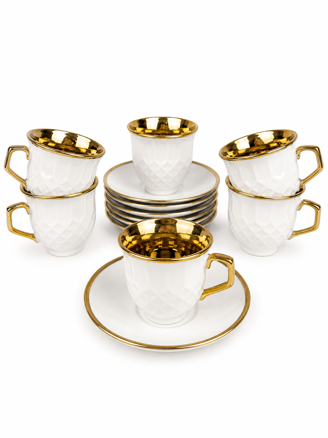 Set De Pocillos Con Plato Fondo Dorado X 6 De 4.2 Pulgadas 100Ml — imagen 2
