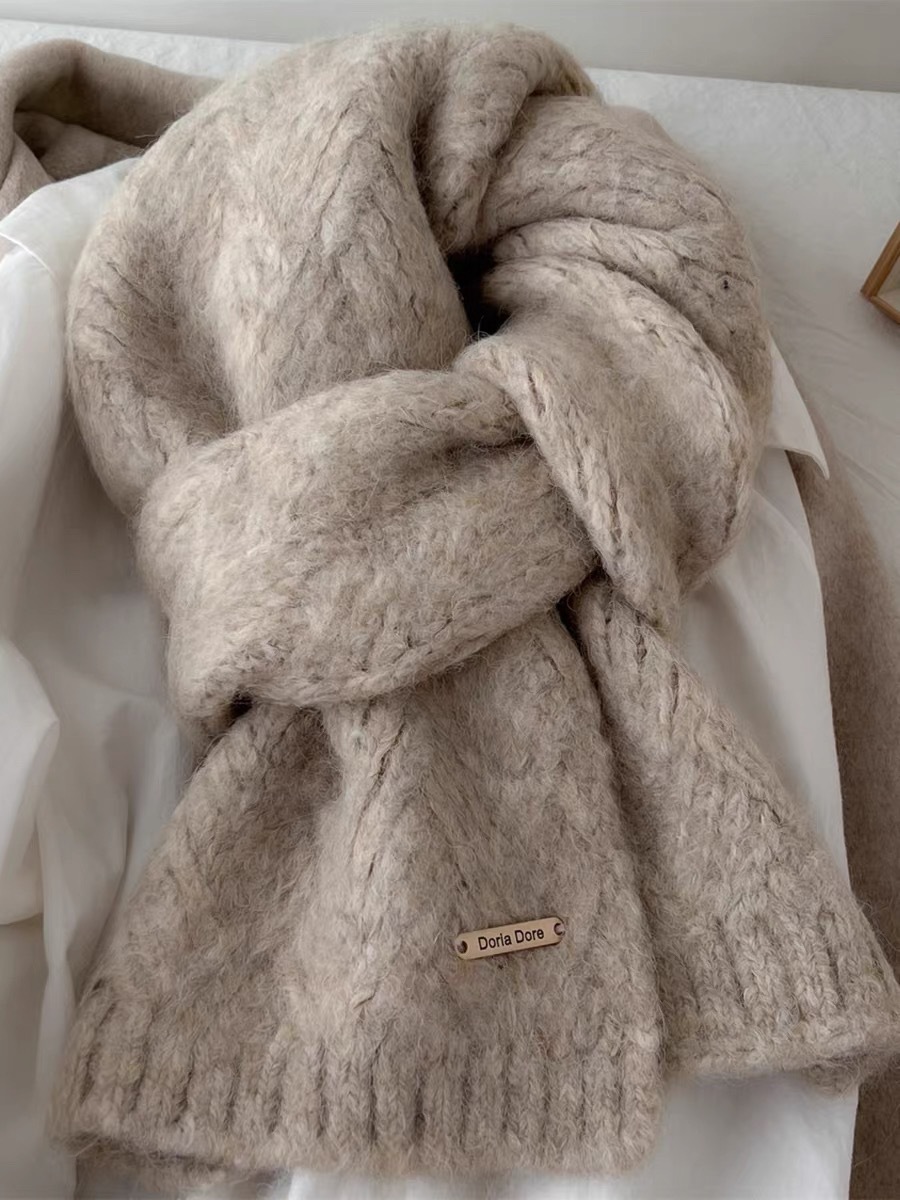 Alpaca Wool Blend Knitted Scarf, 22x162 cm