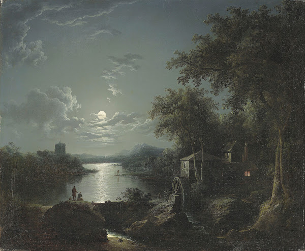 Moonlit fishing on the riverbank