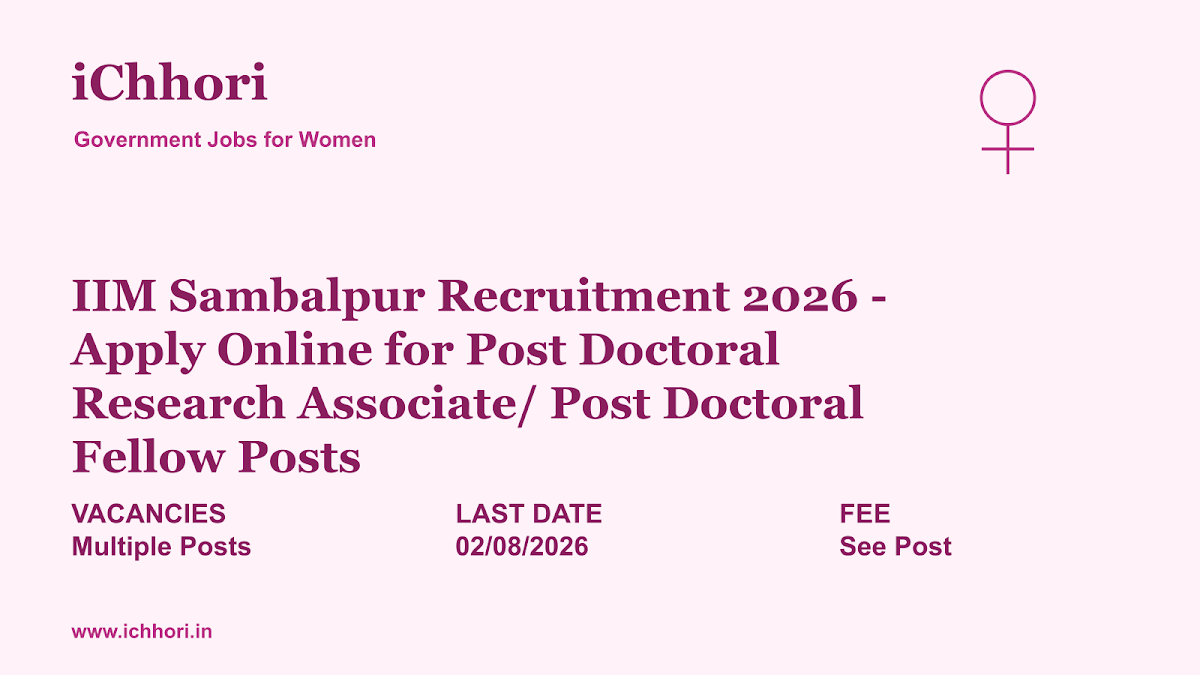 IIM Sambalpur Recruitment 2026 - Apply Online for Post Doctoral Research Associate/ Post Doctoral Fellow Posts - iChhori