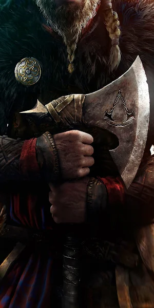 Valhalla, Eivor, Assassin, Viking, Axe Full HD iPhone Wallpaper Background