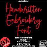 Script Handwritten embroidery font, primary stitch sample
