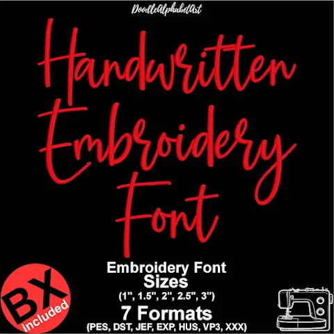Script Handwritten Embroidery Font machine embroidery font preview
