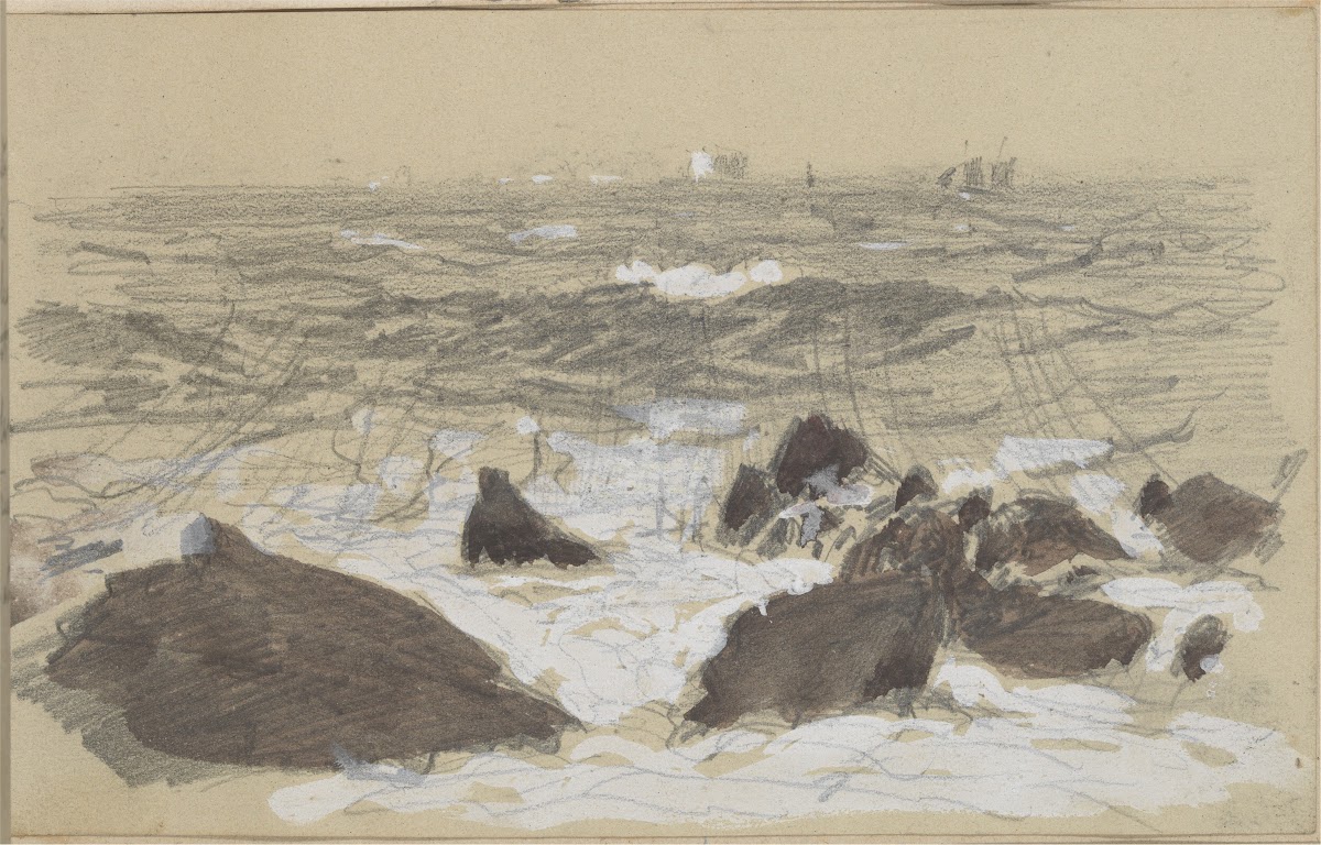 Waves Breaking on Rocks circa 1875