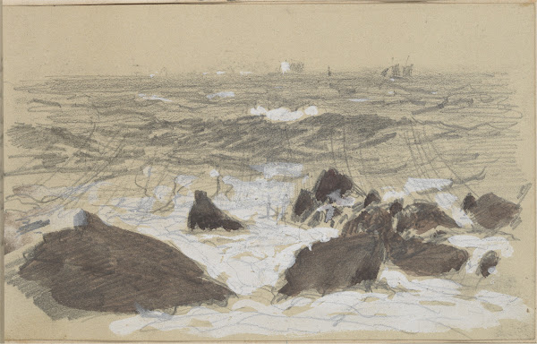 Waves Breaking on Rocks circa 1875