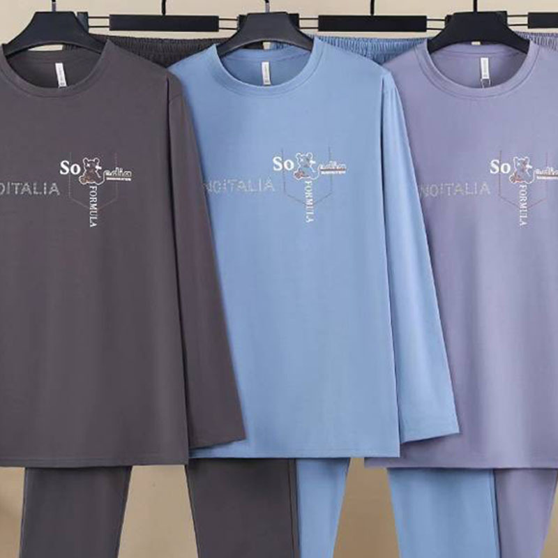 Herren-Pyjama-Set aus gekämmter Baumwolle, elastisch