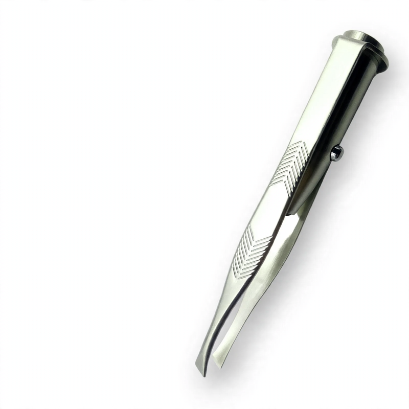 Precision eyebrow tweezers made of stainless steel with LED light