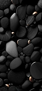 Minimalist Black Textured Stones and Copper Accents