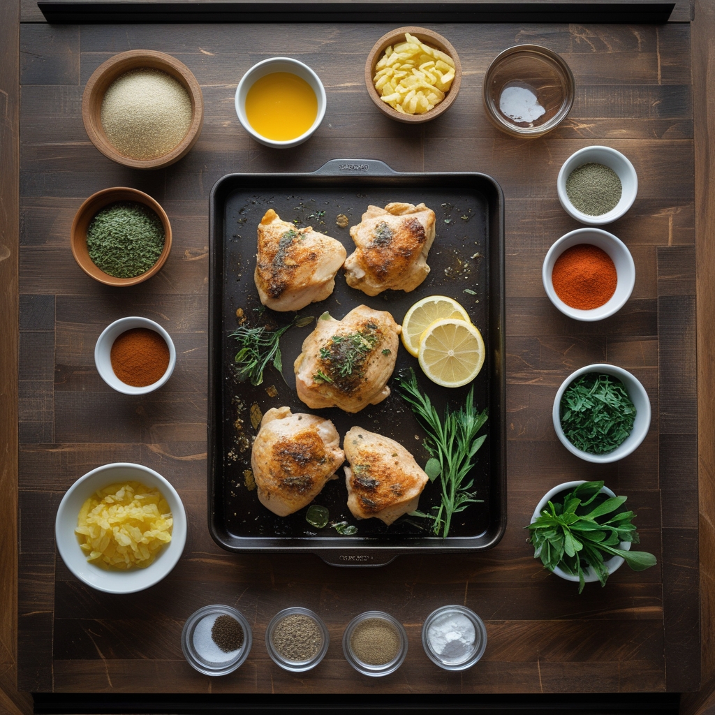 Ingredients for Sheet Pan Lemon Garlic Chicken - Easy Homemade Weeknight Dinner