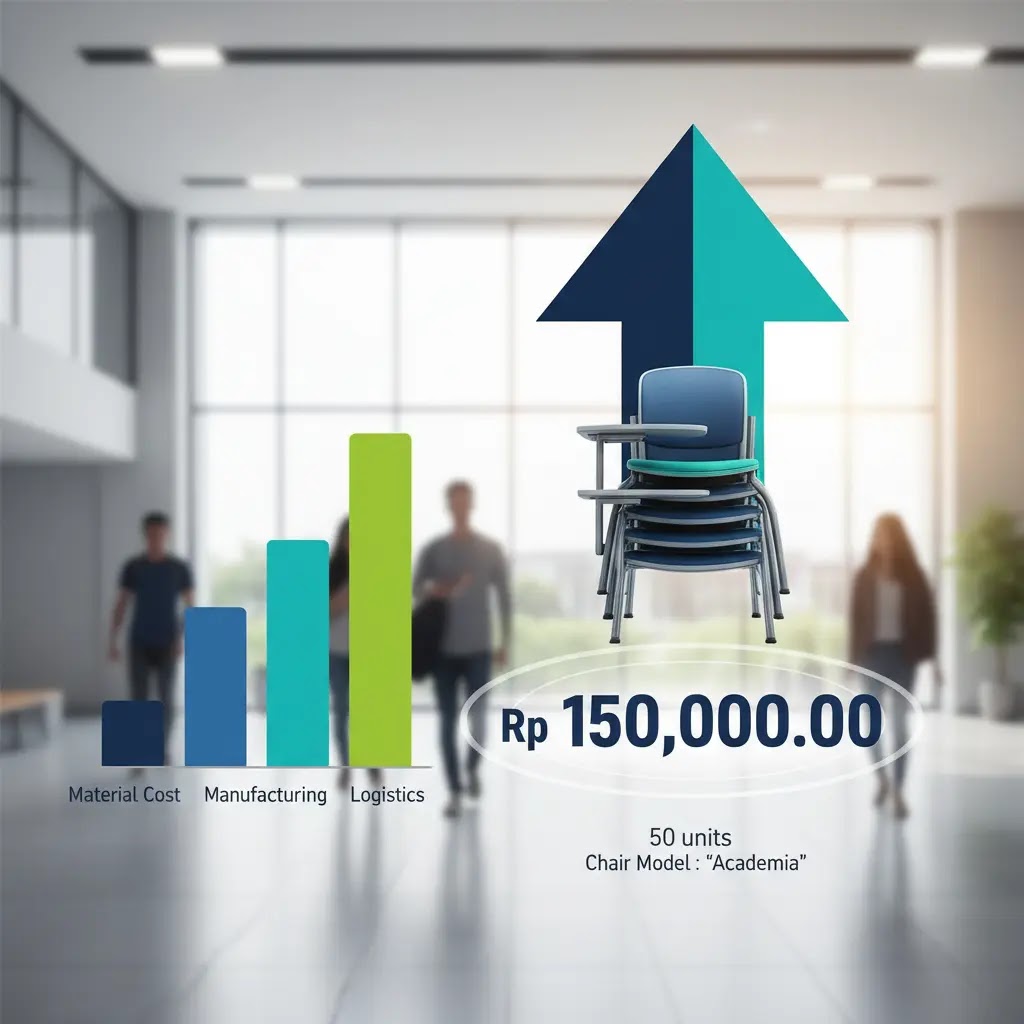 Estimasi anggaran pengadaan 50 unit kursi kuliah untuk yayasan