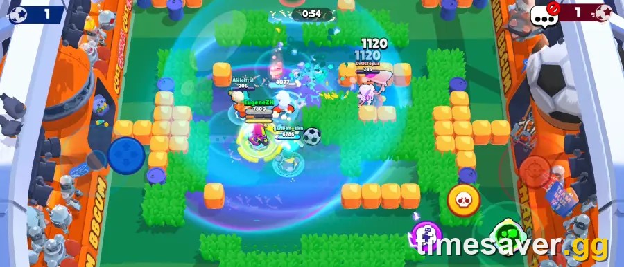 Brawl Stars Wendy using her Planet Protector Super, a large teal shield dome projected over her team
