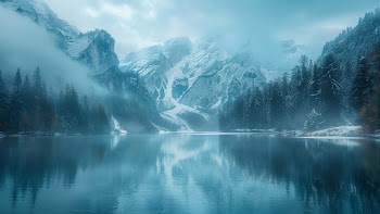 Winter Mountains Lake Wallpaper