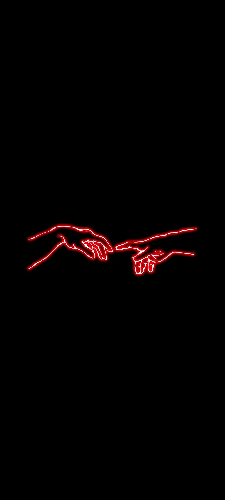 Red Neon Creation Of Adam - Neon Minimalist Art 2K iPhone Wallpaper (1440x3200)