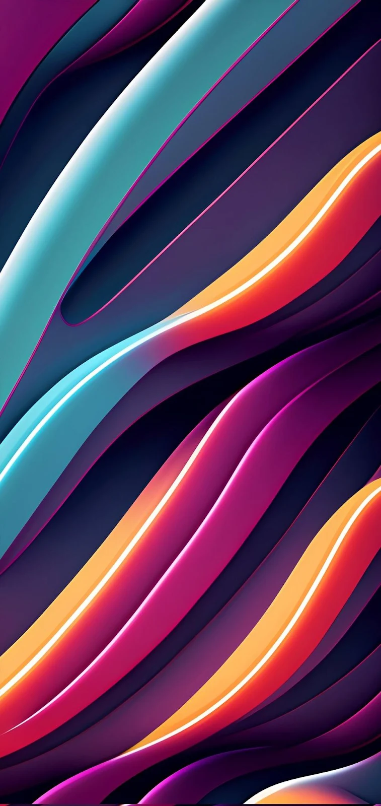 Abstract Colorful Glowing Waves - 3D Digital Art iPhone Wallpaper (969x2048)