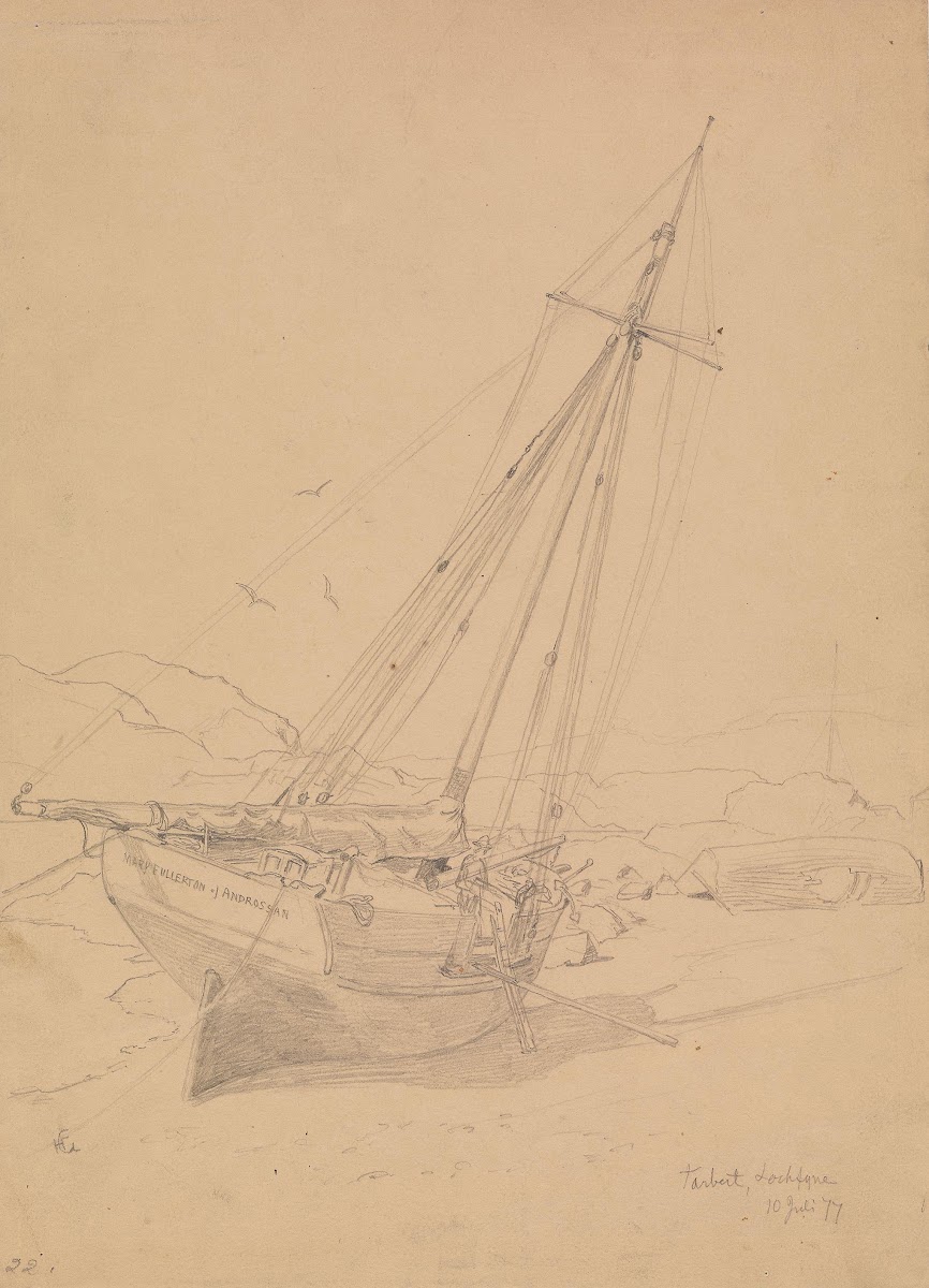 Sailing Ship on the Shore Tarbert Loch Fyne 1877