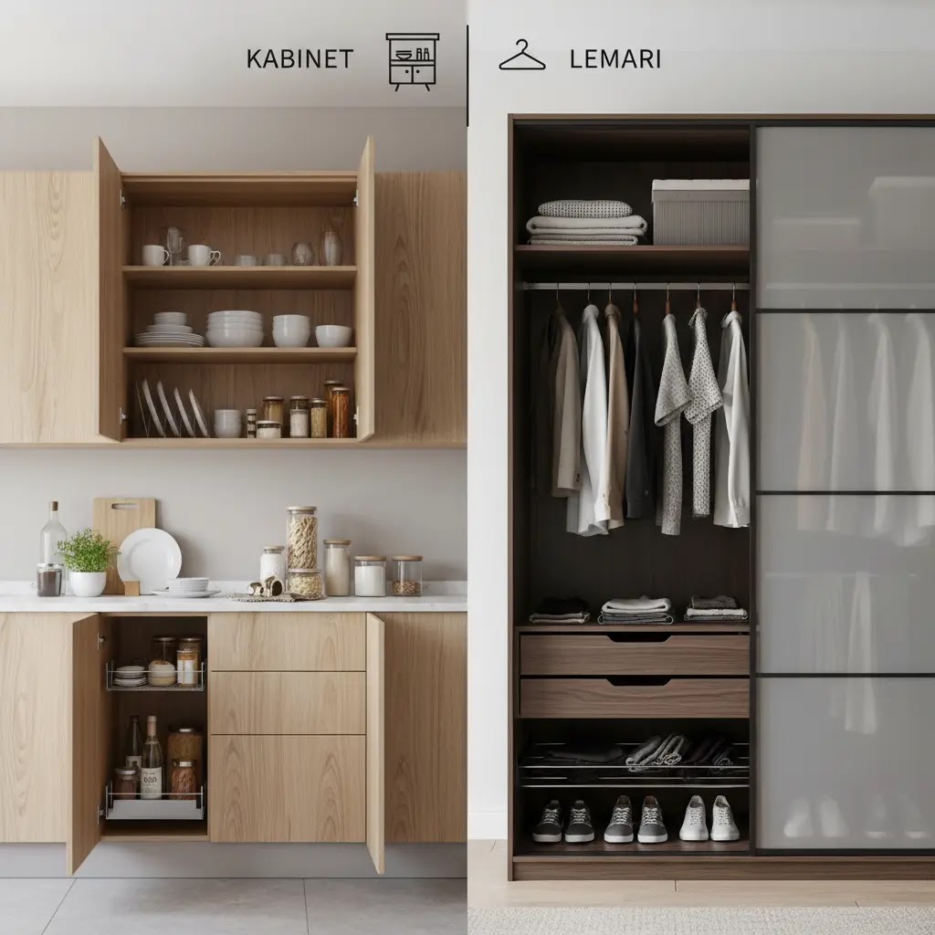 Perbedaan Fungsi Kabinet dan Lemari dalam Interior