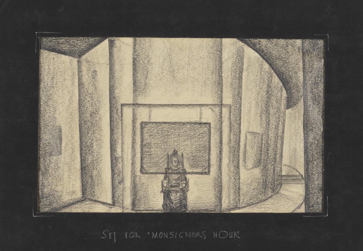 Monsignors Hour Sketch no 1 Set Pencil Sketch of Throne Room 1934 1943