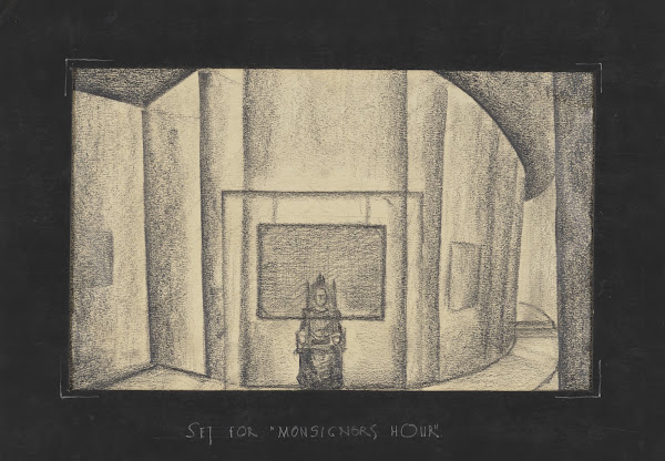 Monsignors Hour Sketch no 1 Set Pencil Sketch of Throne Room 1934 1943