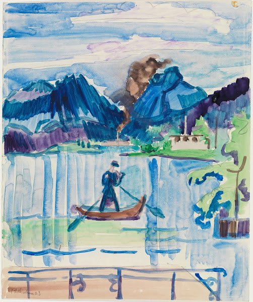 Bergsee mit Ruderer ca 1934
