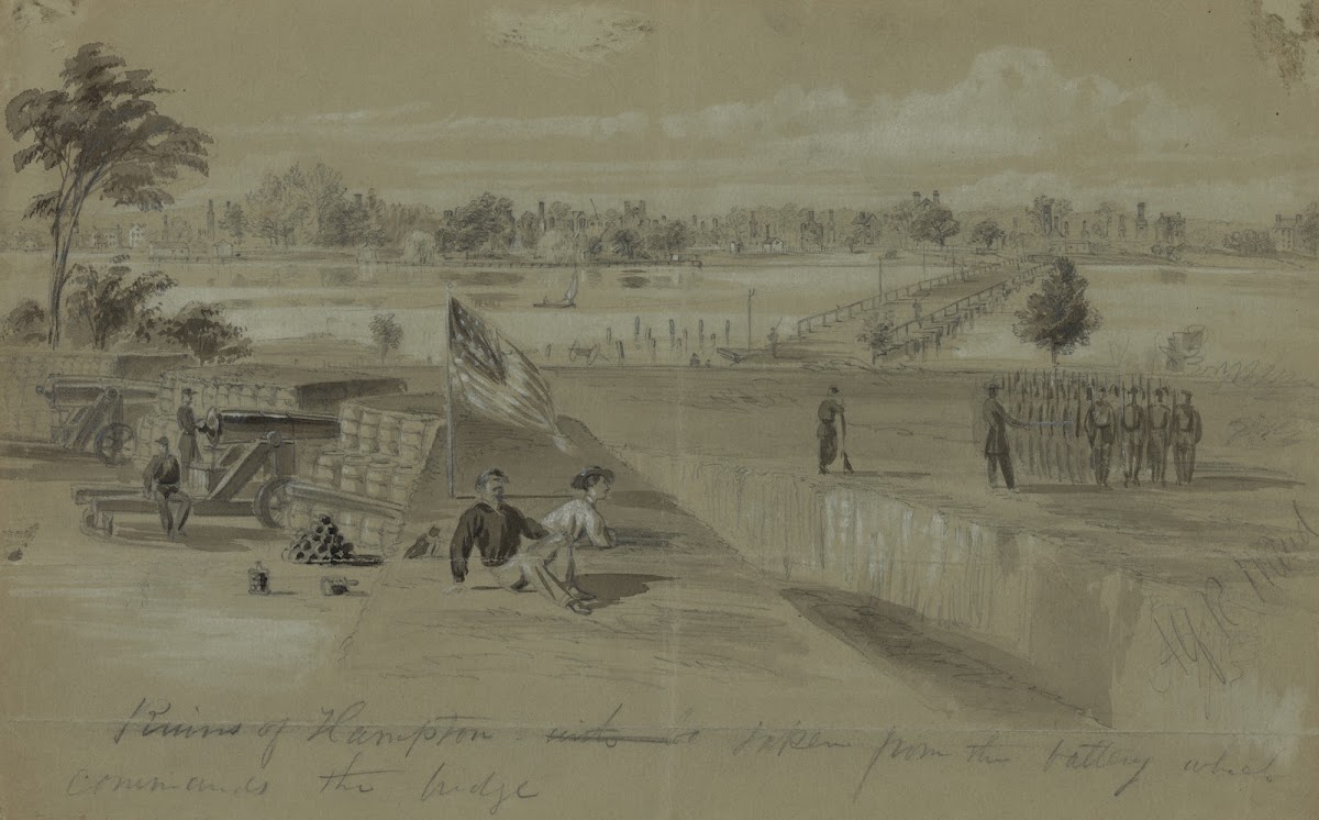 Ruins of Hampton taken from the battery which commands the bridge 1861