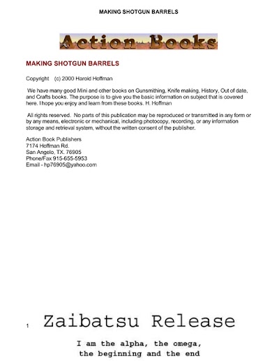 Making Shotgun Barrels By Harold Hoffman-Action Book Publishers