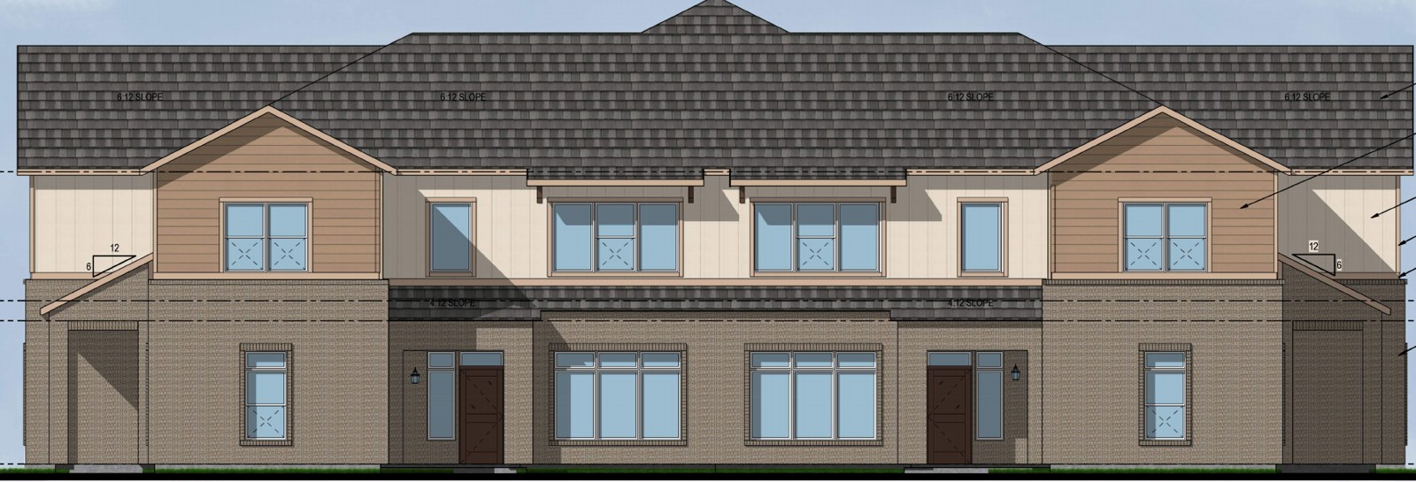 Sample townhome elevation, Grand Prairie Townhomes