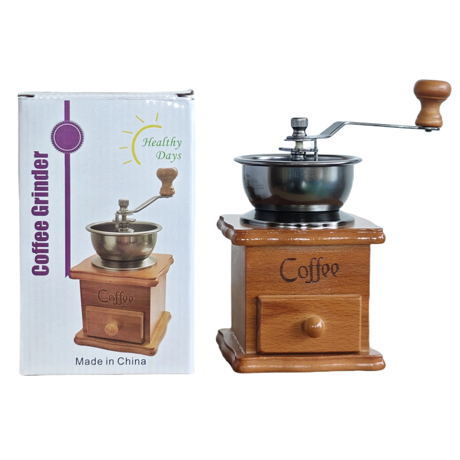 Hand coffee grinder with CNC grinding mechanism and brush