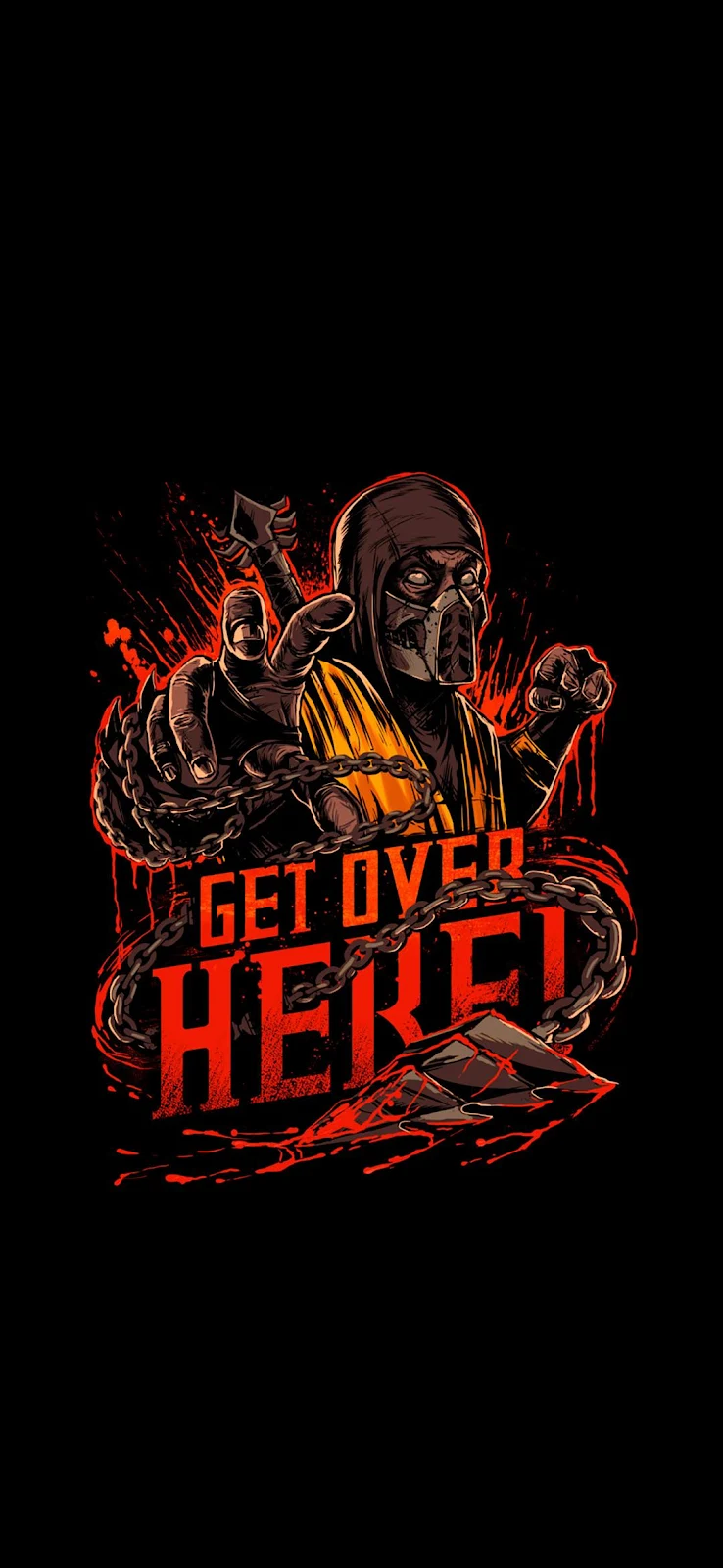 Scorpion Get Over Here Fan Art - Comic Book Illustration Full HD iPhone Wallpaper (1080x2340)