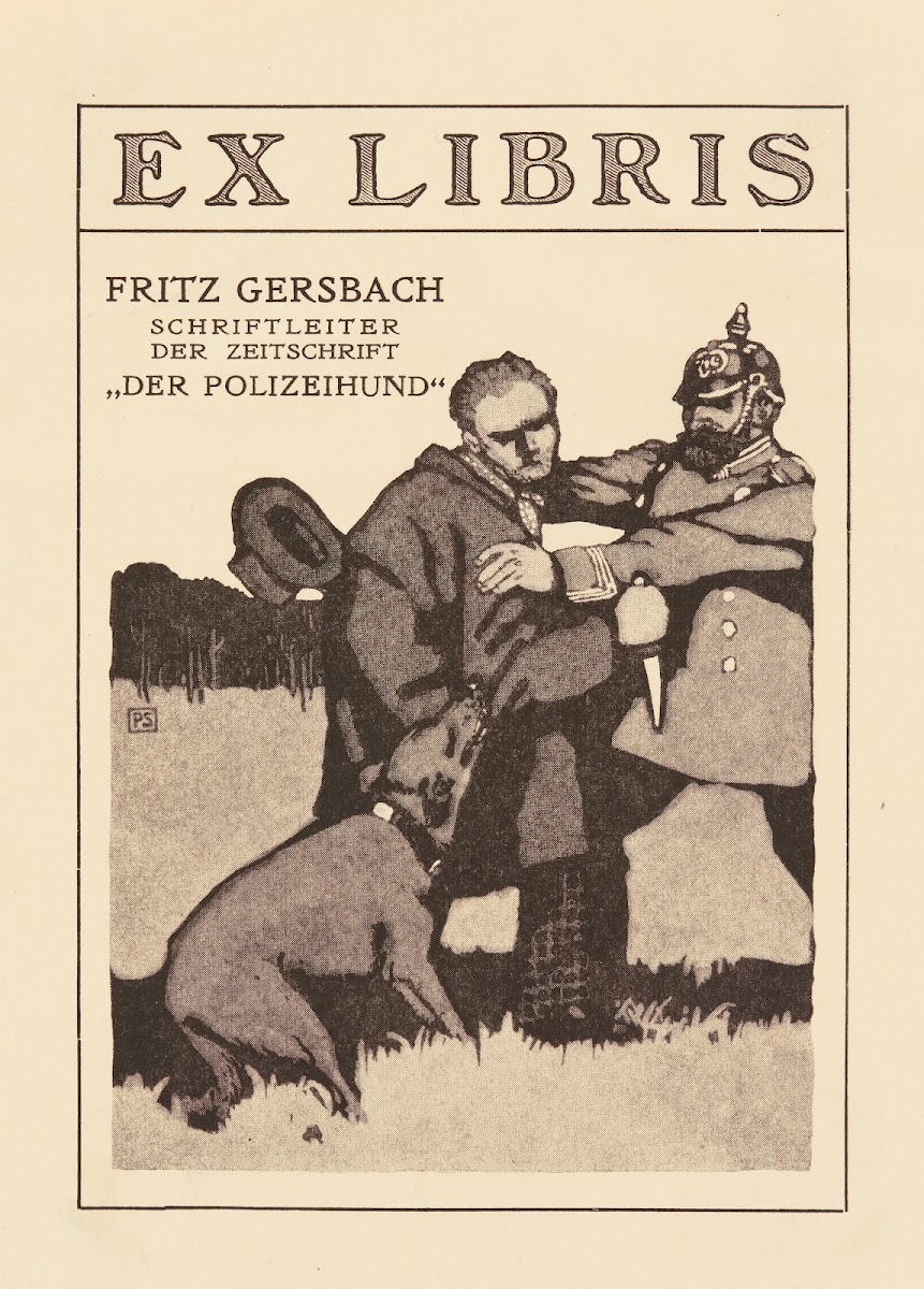 Bookplate of Fritz Gersbach Schriftleiter der Zeitschrift Der Polizeihund 1910