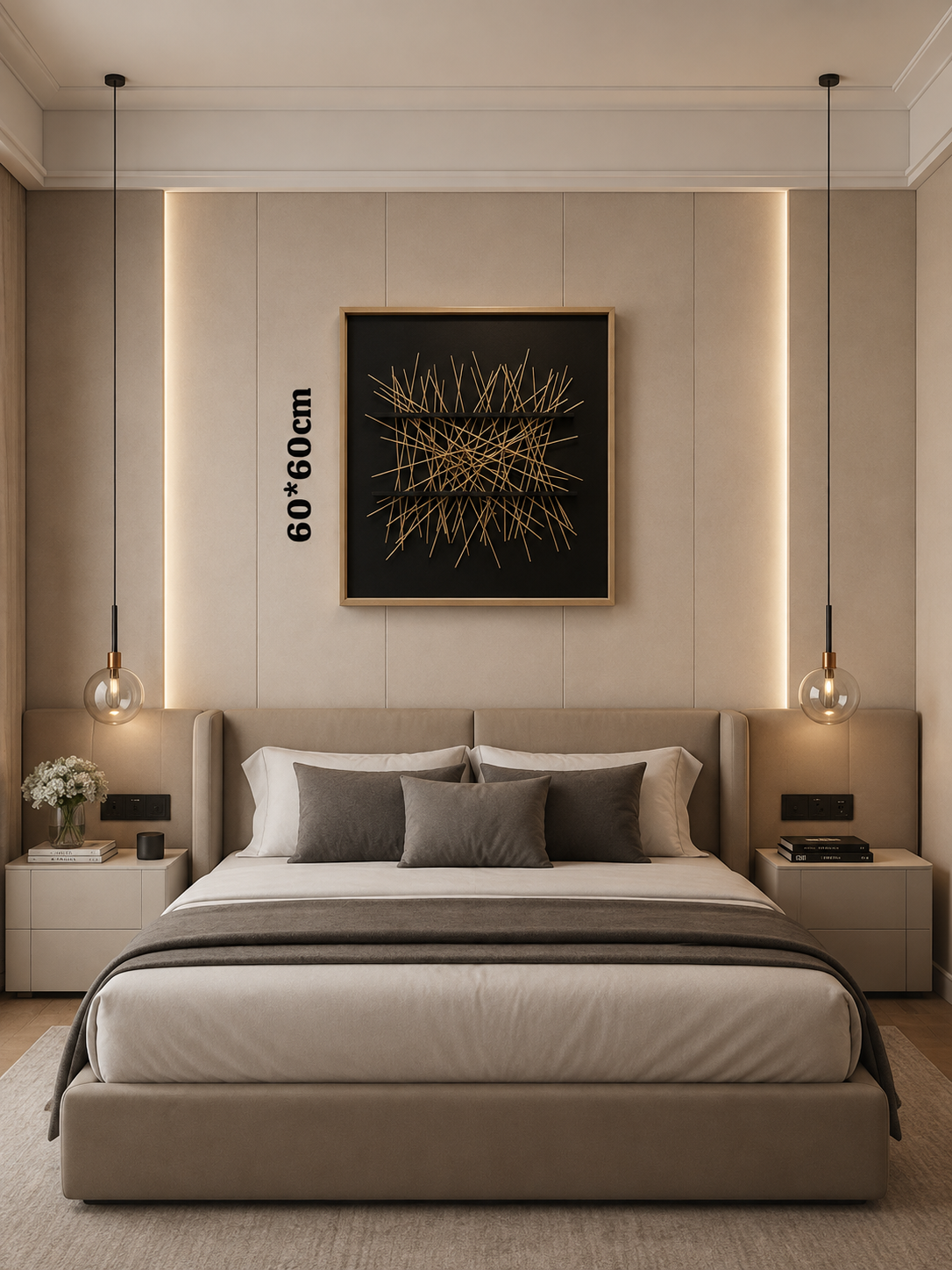 Framed Golden Textured Art Print 60-60cm