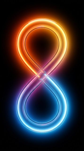 Abstract Neon Glowing Infinity Loop 3D Render - Free mobile Wallpaper