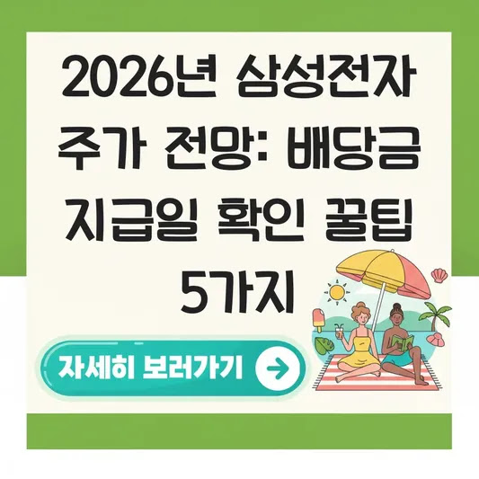 2026년 삼성전자 주가 전망: 배당금 지급일 확인 꿀팁 5가지
