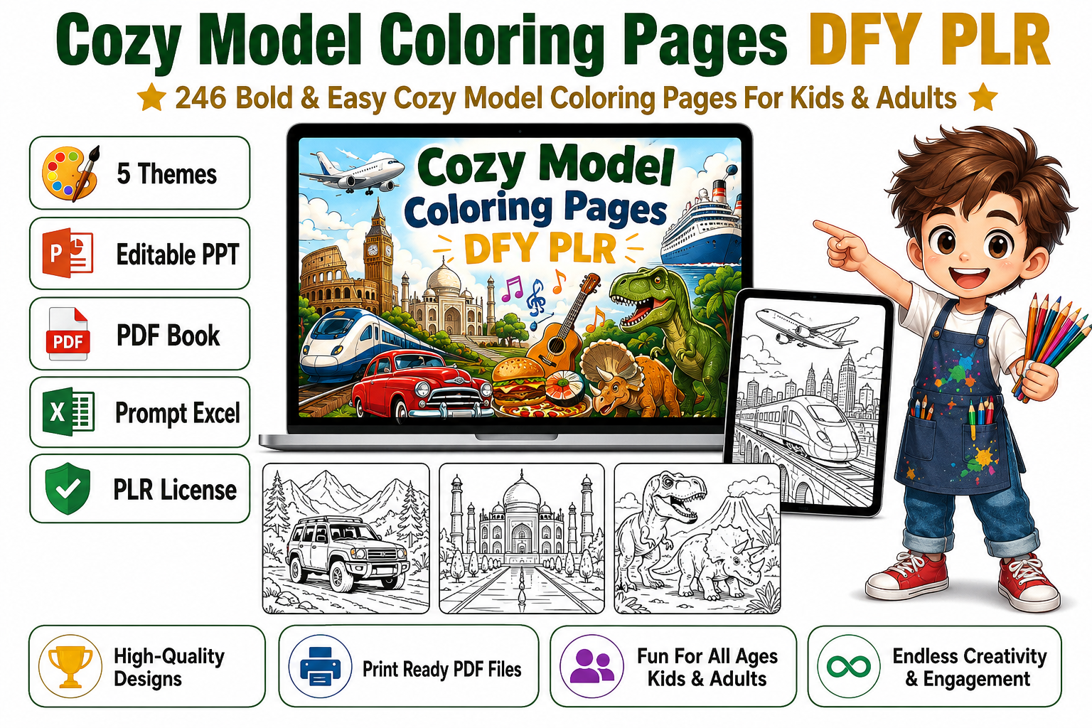 Cozy Model Coloring Pages DFY PLR Banner