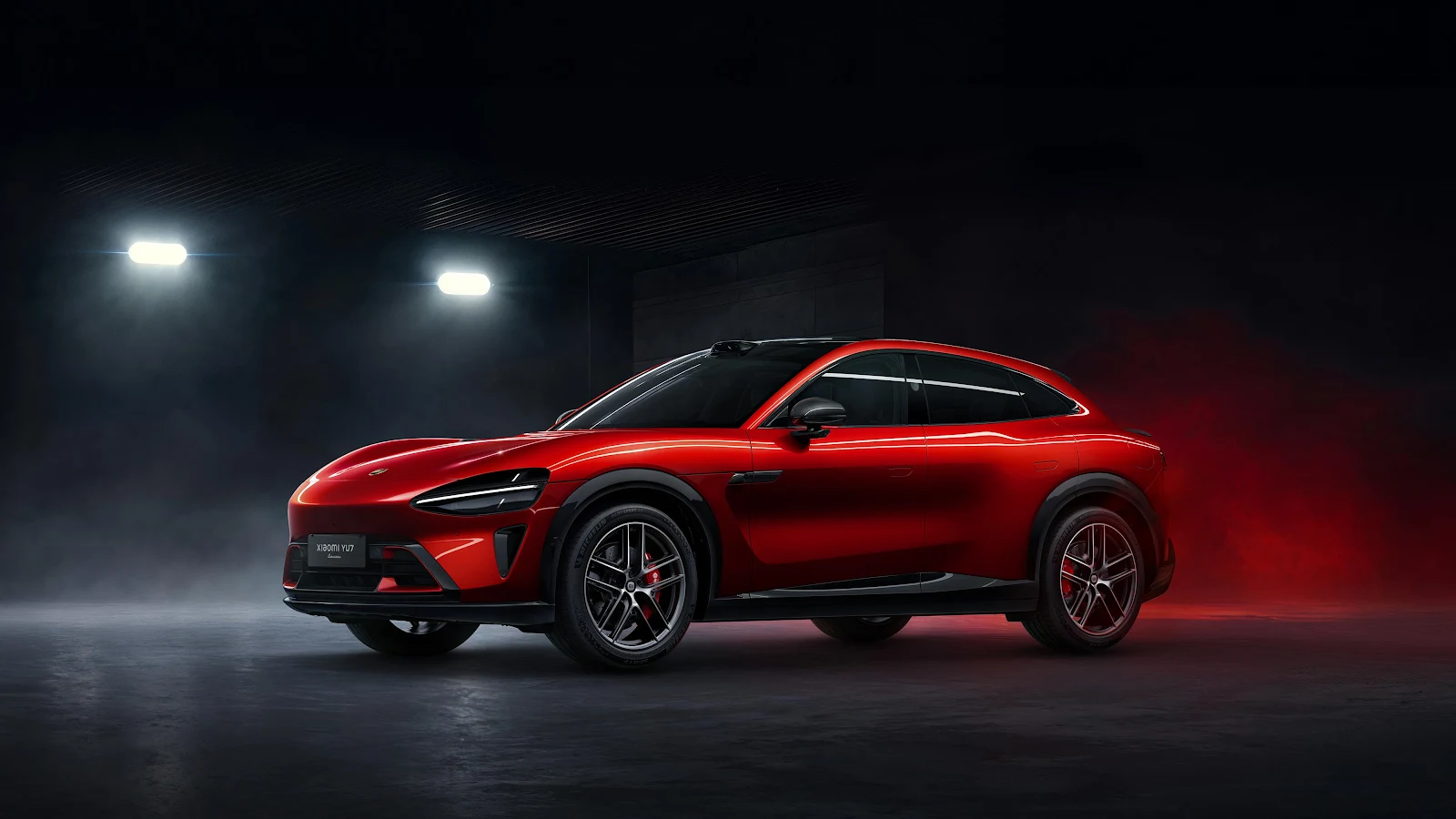 Red Xiaomi YU7 Electric SUV - Automotive Studio Photography 4K Wallpaper (3840x2160)