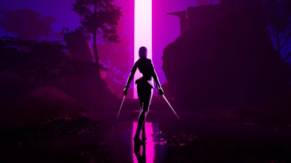 Warrior Girl Sharp Sword Synthwave 4K Wallpaper Background