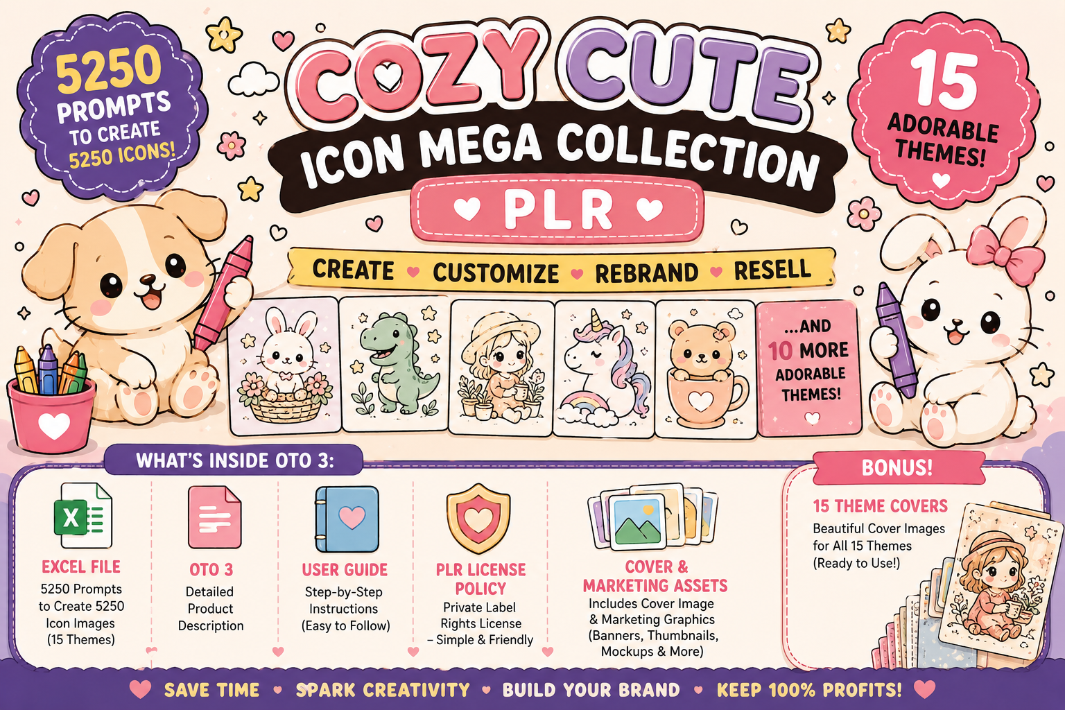 Cozy Cute Icon Mega Collection OTO3 Package Display