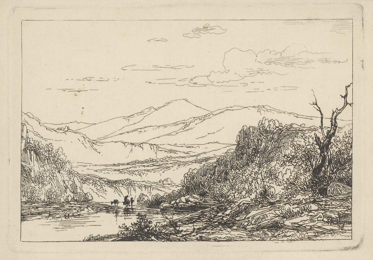 Berglandschap met doorwaadbare plaats 1818 1866