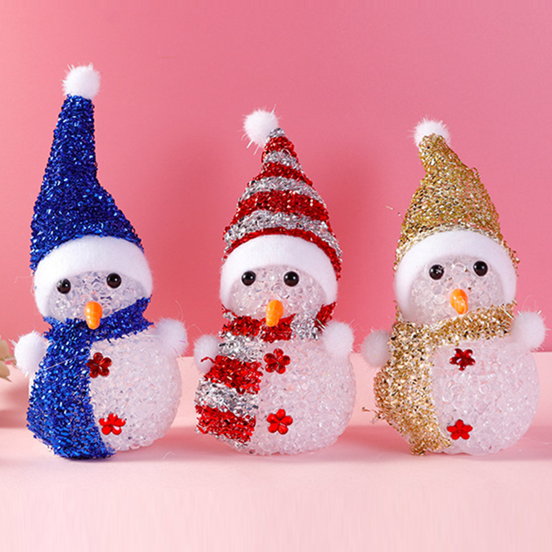 Glowing LED Snowman made of plastic