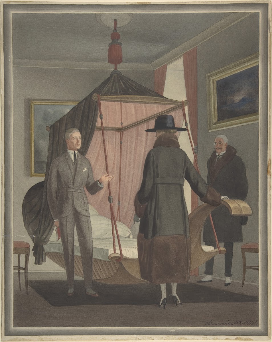 Two Man and a Woman in a Bedroom 1918