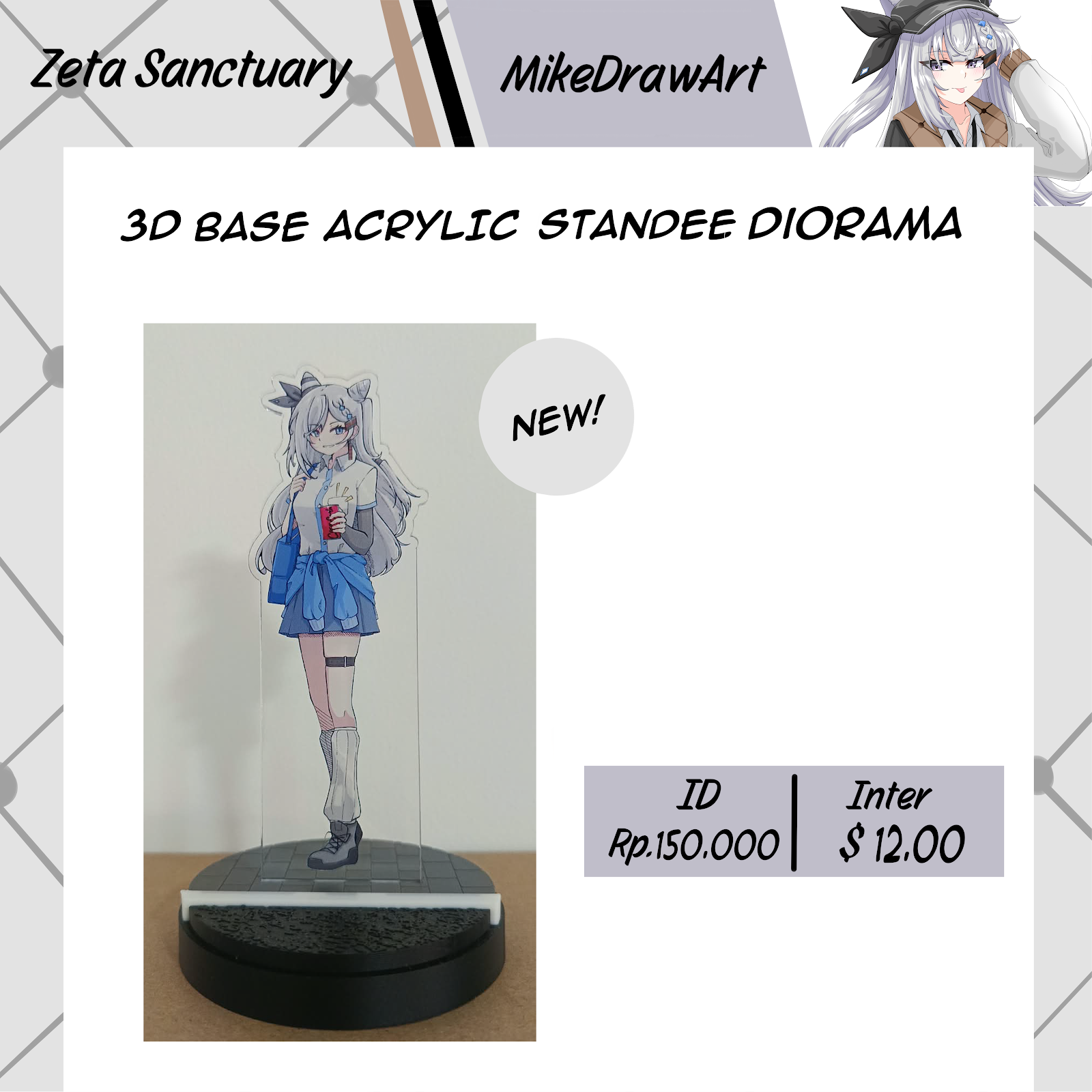 Acrylic Vestia Zeta Standee by MikeDrawArt Standee 3d