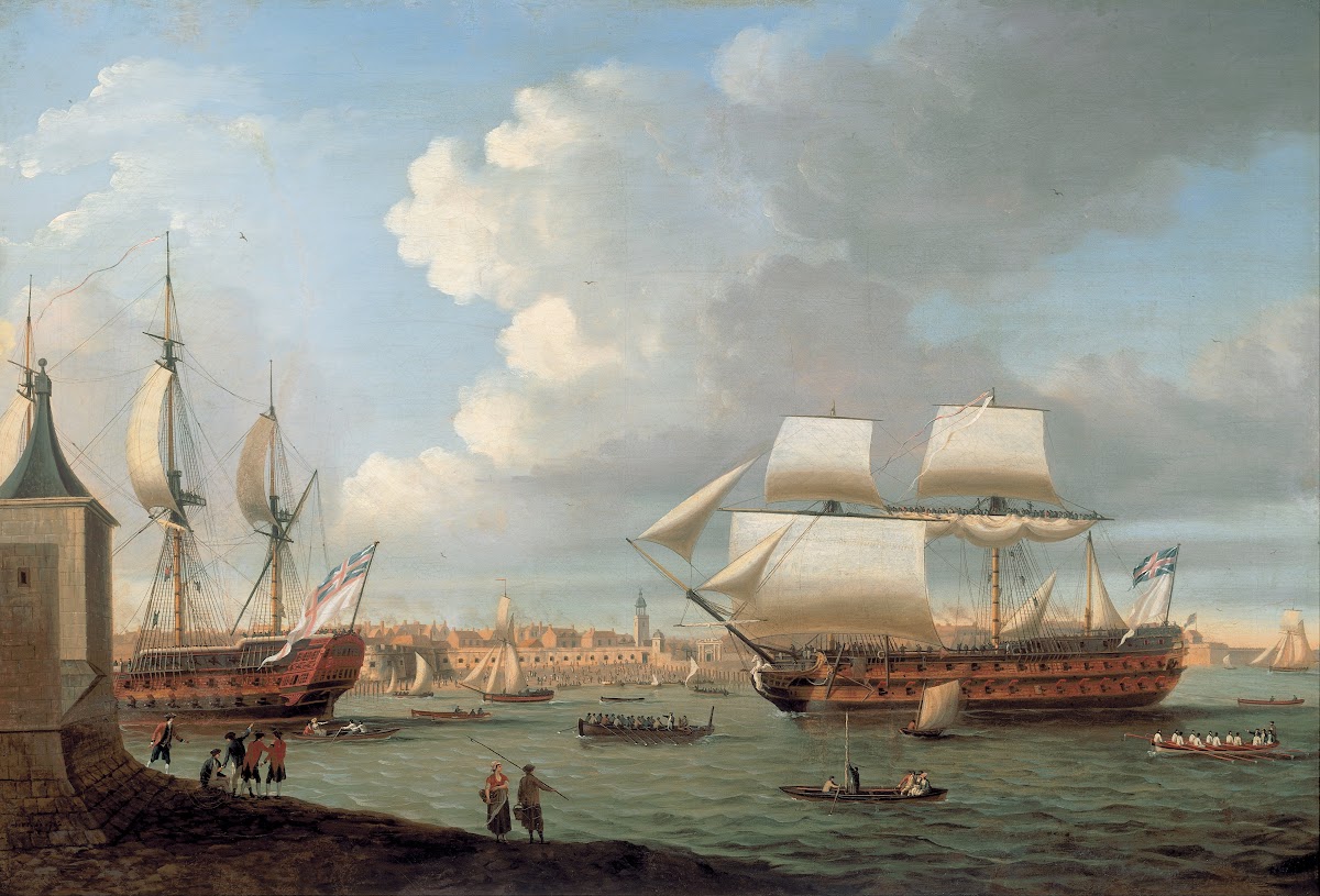 Foudroyant and Pégase entering Portsmouth Harbour 1782 1782