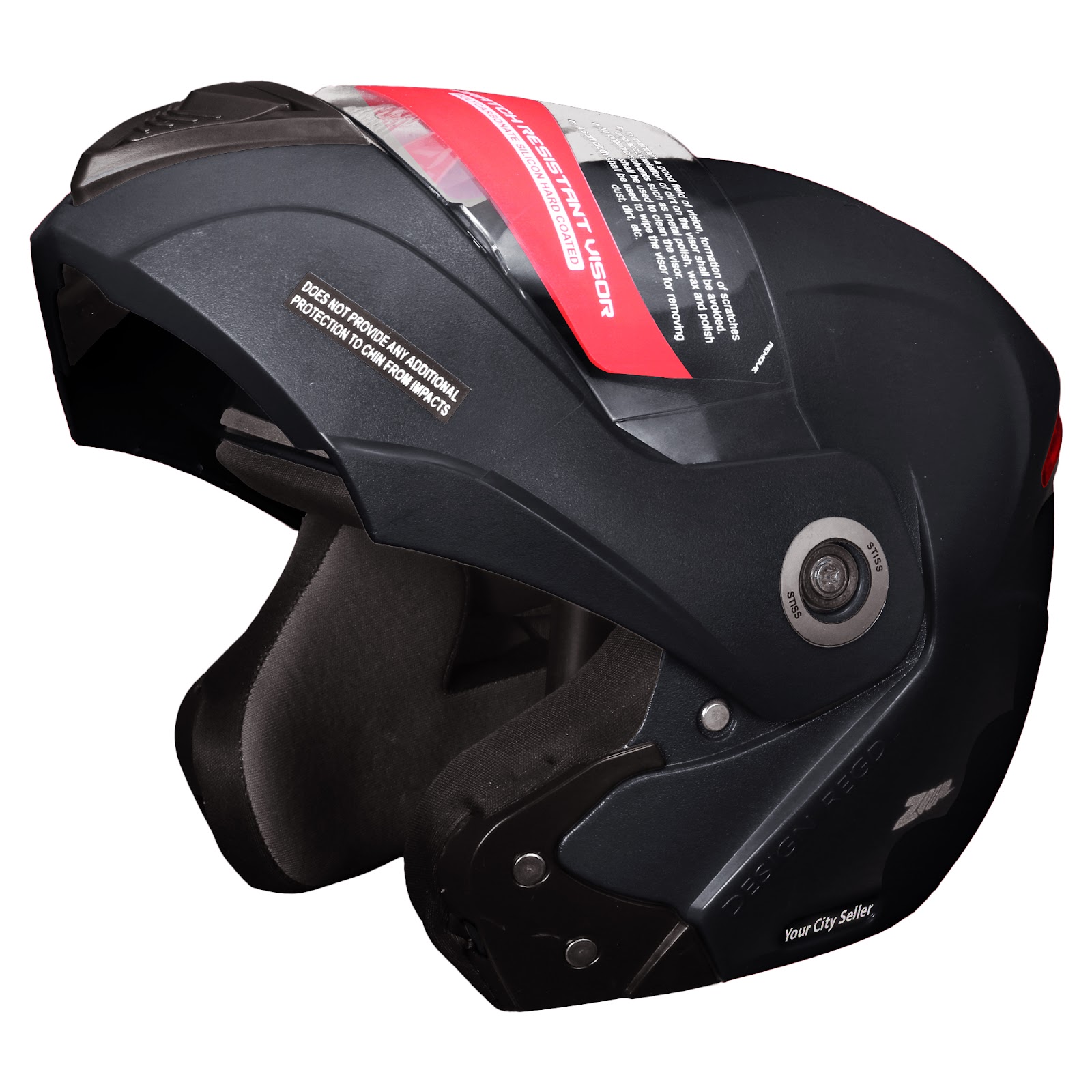 Side profile of the helmet showing aerodynamic shape