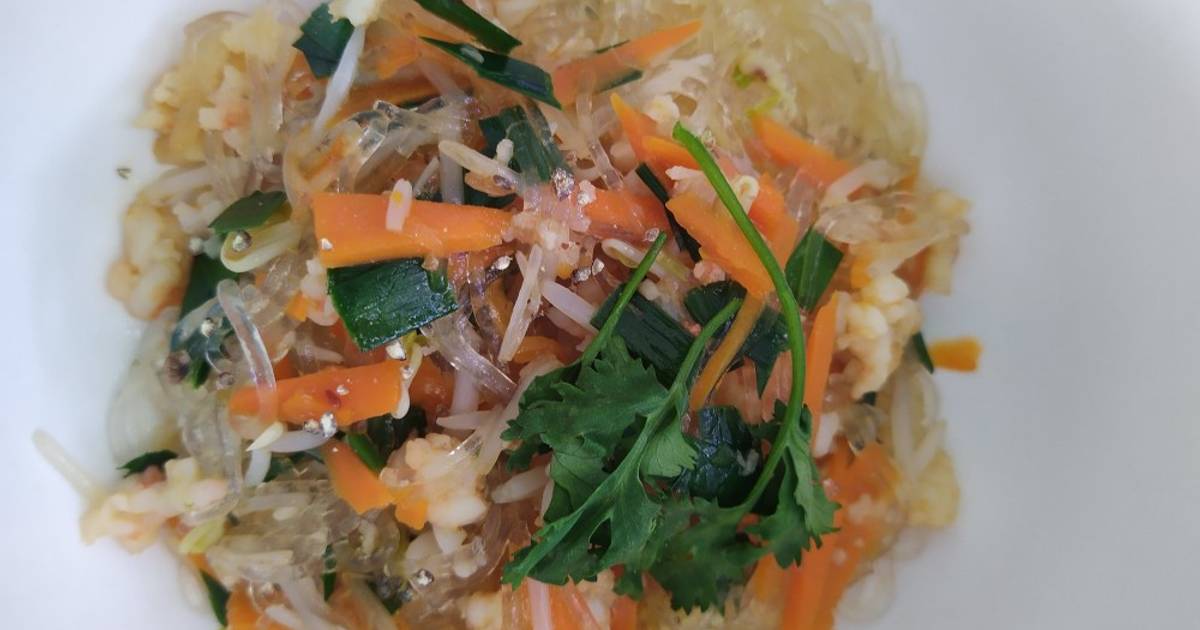 Miến xào tôm băm rau củ