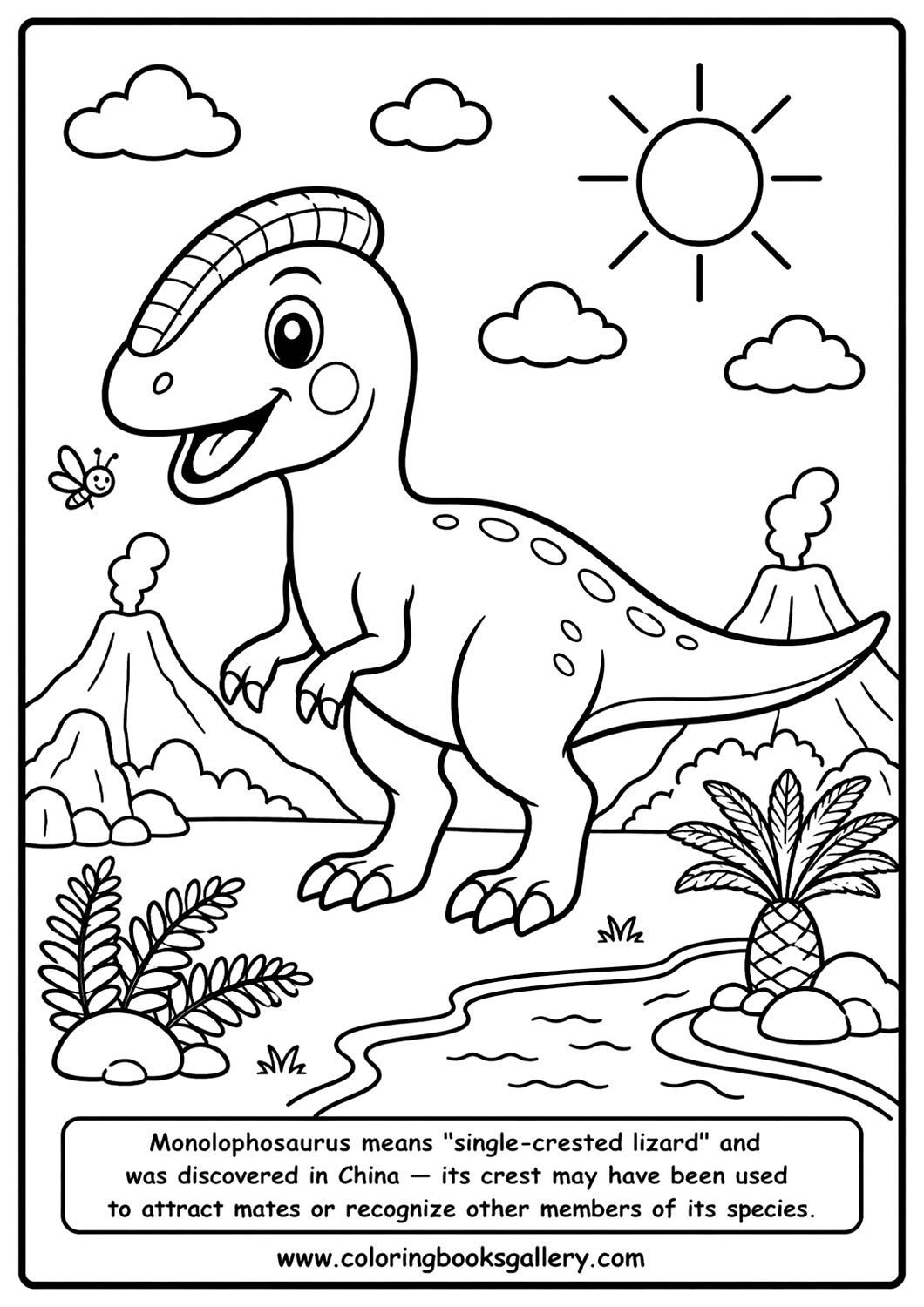 Free Monolophosaurus Coloring Page PDF – Fun for Kids and Adults – free coloring page for kids